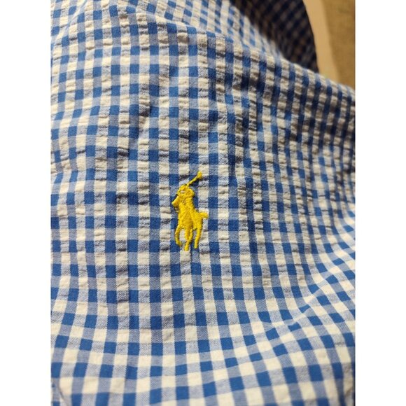 Ralph Lauren‎ Gingham Classic Fit Button Up Shirt Men's L Blue - Picture 4 of 6